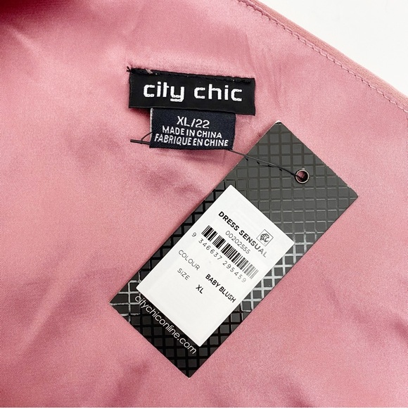 City Chic One Shoulder Sensual Satin Evening Tulip Hem Dress: Baby Blush Pink - Picture 8 of 10